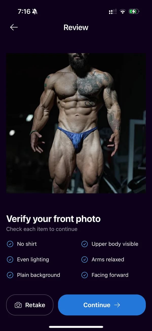BodyLens Photo Review Screen